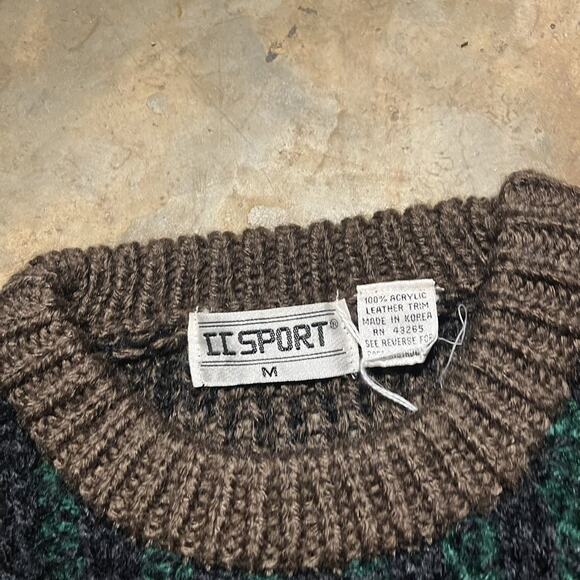 Vintage 90s CC Sport Brown Loose Knit Pattern Sweater - Picture 4 of 4